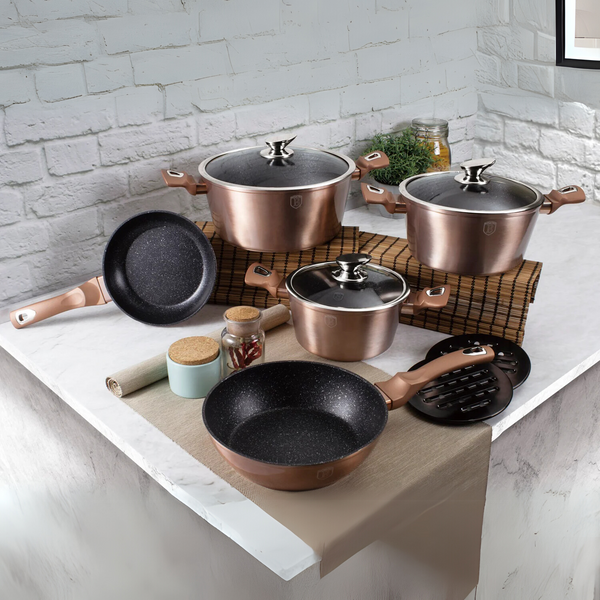 BATERIA DE COCINA 10 PZS METALLIC LINE ROSE GOLD EDITION ANTIADHERENTE