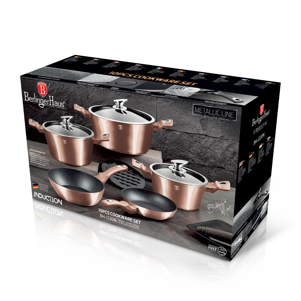 BATERIA DE COCINA 10 PZS METALLIC LINE ROSE GOLD EDITION ANTIADHERENTE