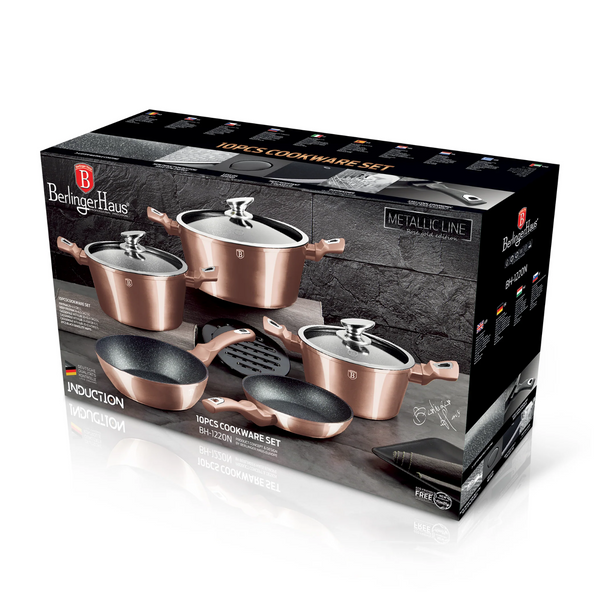 BATERIA DE COCINA 10 PZS METALLIC LINE ROSE GOLD EDITION ANTIADHERENTE