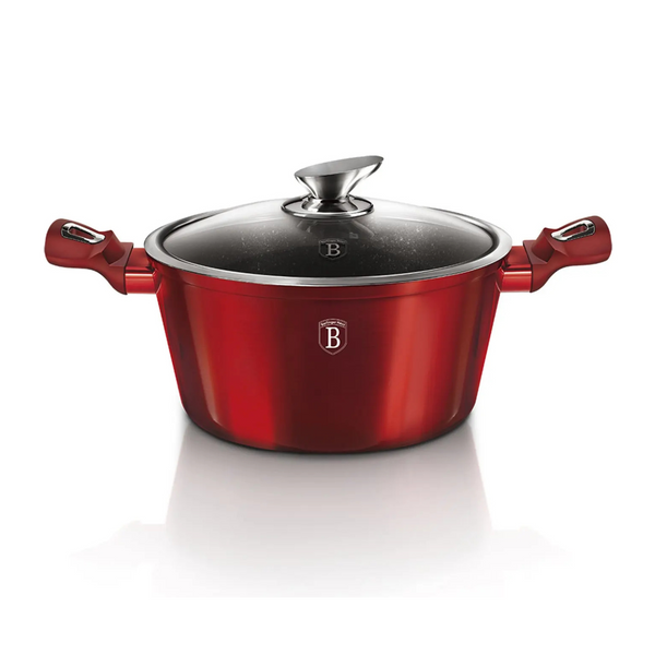 OLLA CON TAPA 2 PZS  24 CM METALLIC LINE BURGUNDY EDITION ANTIADHERENTE