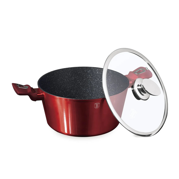 OLLA CON TAPA 2 PZS  24 CM METALLIC LINE BURGUNDY EDITION ANTIADHERENTE