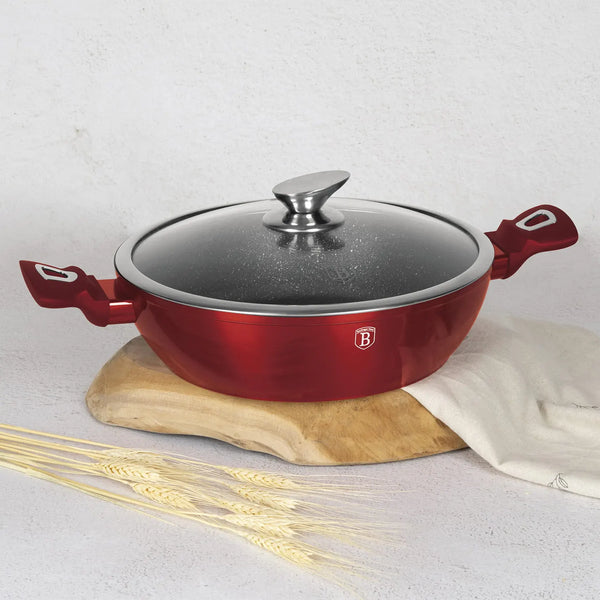 OLLA CON TAPA 2 PZS 28 CM METALLIC LINE BURGUNDY EDITION ANTIADHERENTE