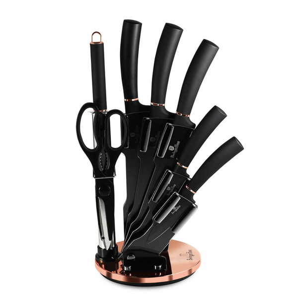 SET DE CUCHILLOS 8 PZS CON ATRIL BLACK ROSE COLLECTION ACERO INOXIDABLE
