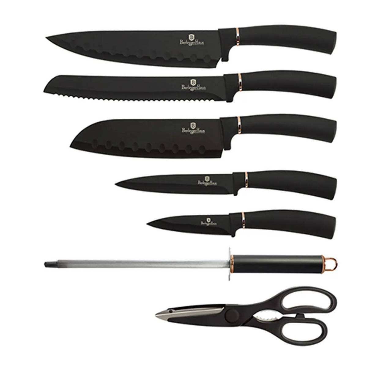 SET DE CUCHILLOS 8 PZS CON ATRIL BLACK ROSE COLLECTION ACERO INOXIDABLE