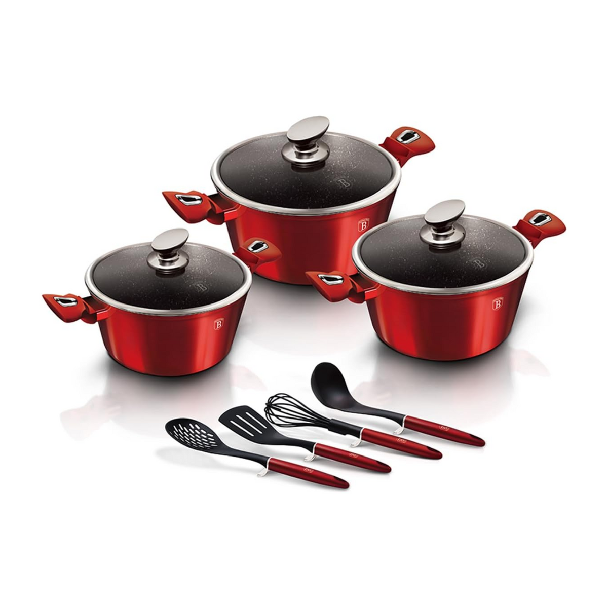 BATERIA DE COCINA 10 PZS METALLIC BURGUBDY EDITION ANTIADHERENTE