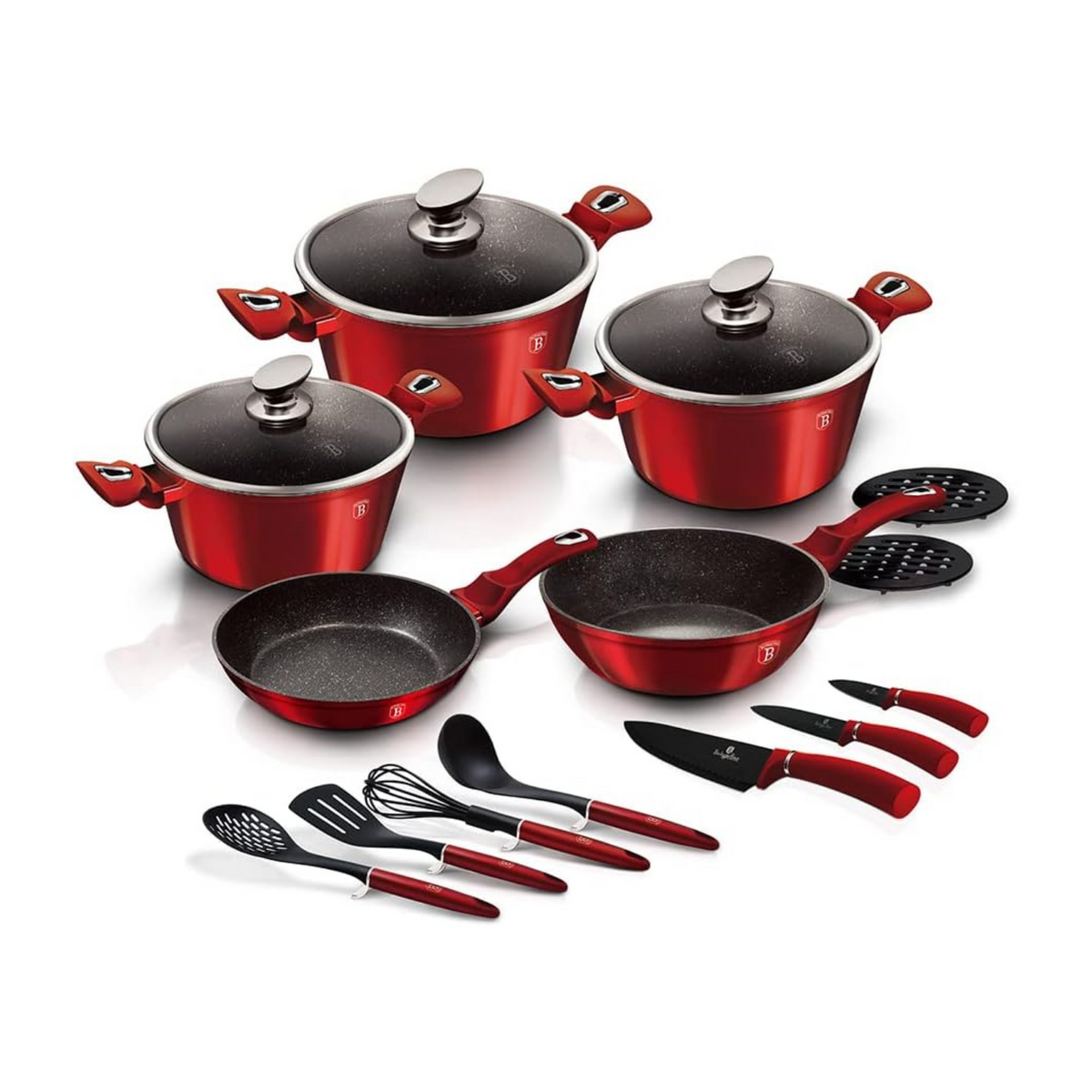 BATERIA DE COCINA 17 PZS METALLIC BURGUBDY EDITION ANTIADHERENTE