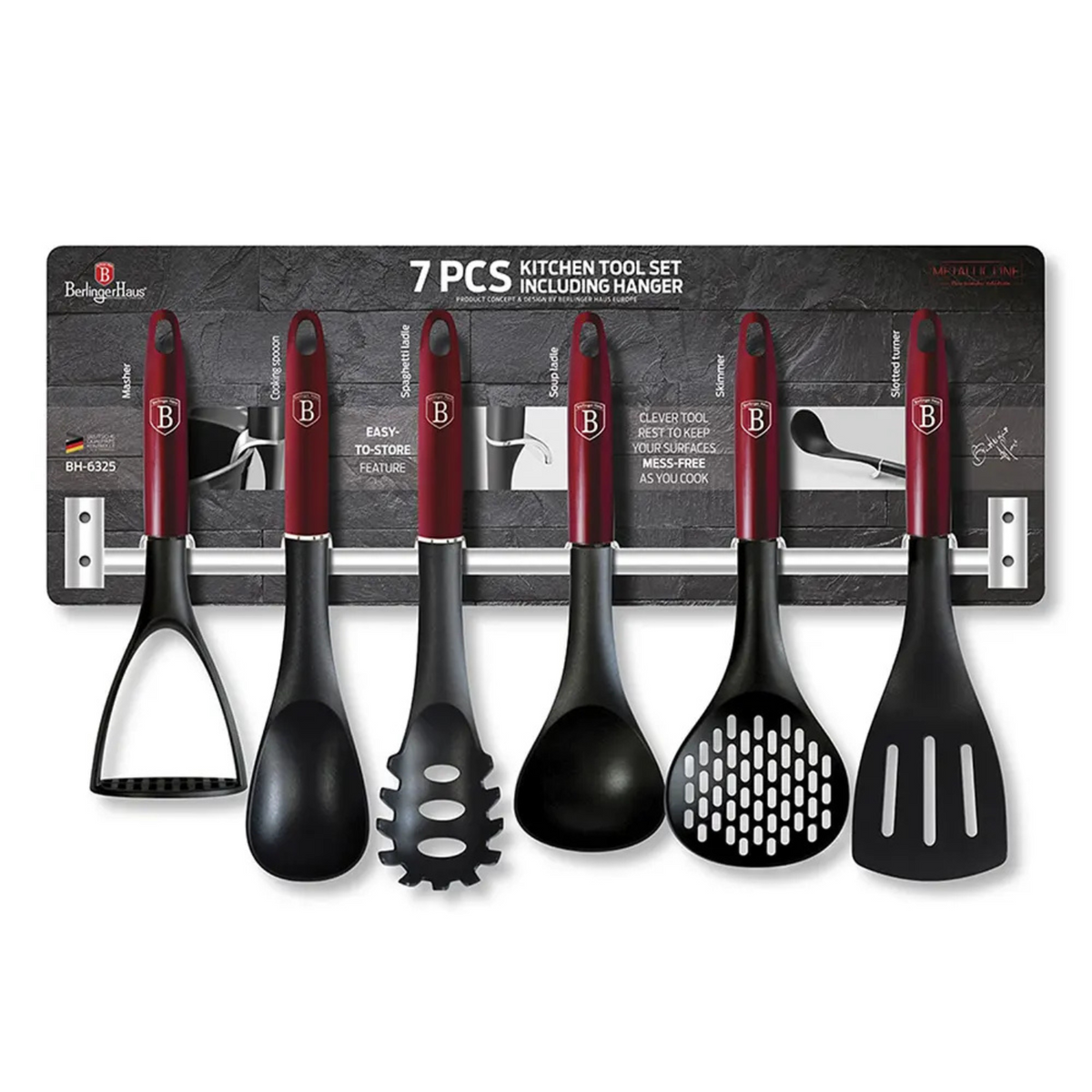 SET DE UTENSILIOS 7 PZS METALLIC LINE BURGUBDY EDITION