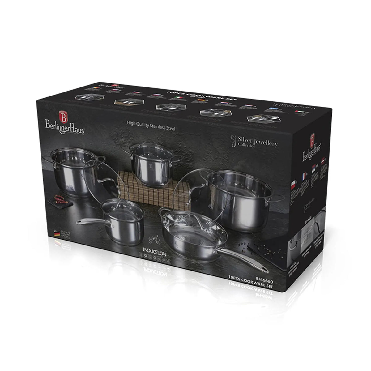 BATERIA DE COCINA 10 PZS SILVER JEWELLERY COLLECTION ACERO INOXIDABLE