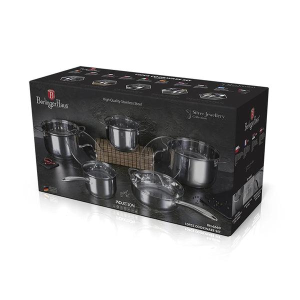 BATERIA DE COCINA 10 PZS SILVER JEWELLERY COLLECTION ACERO INOXIDABLE