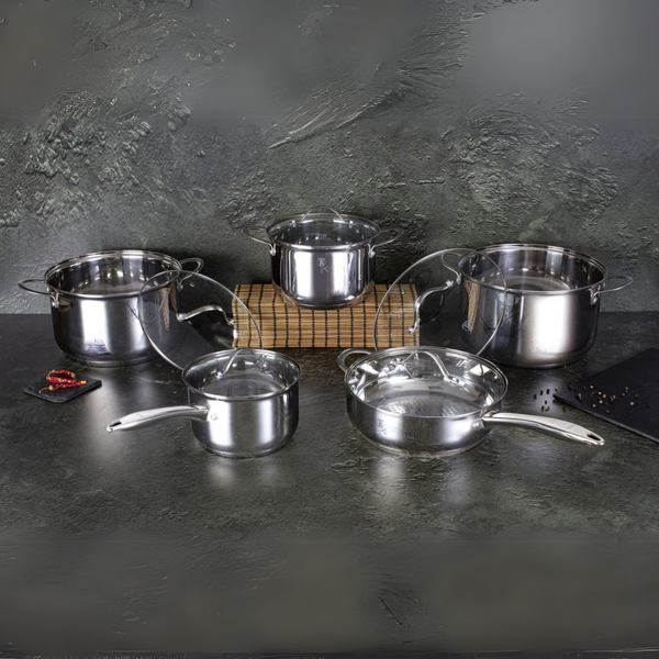 BATERIA DE COCINA 10 PZS SILVER JEWELLERY COLLECTION ACERO INOXIDABLE