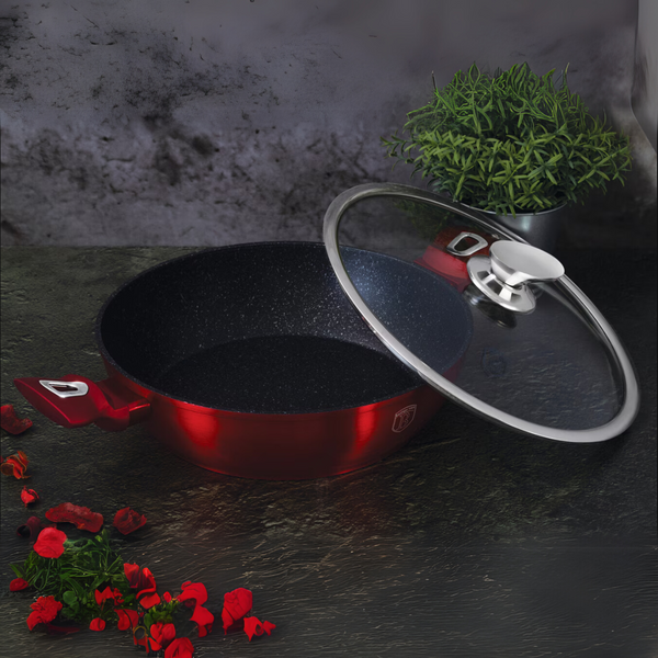 OLLA CON TAPA 2 PZS 28 CM METALLIC LINE BURGUNDY EDITION ANTIADHERENTE